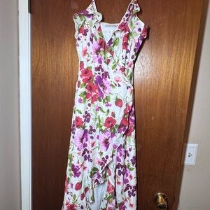 NWT Abercrombie & Fitch Asymmetrical Floral Dress - Pink, Red, Green